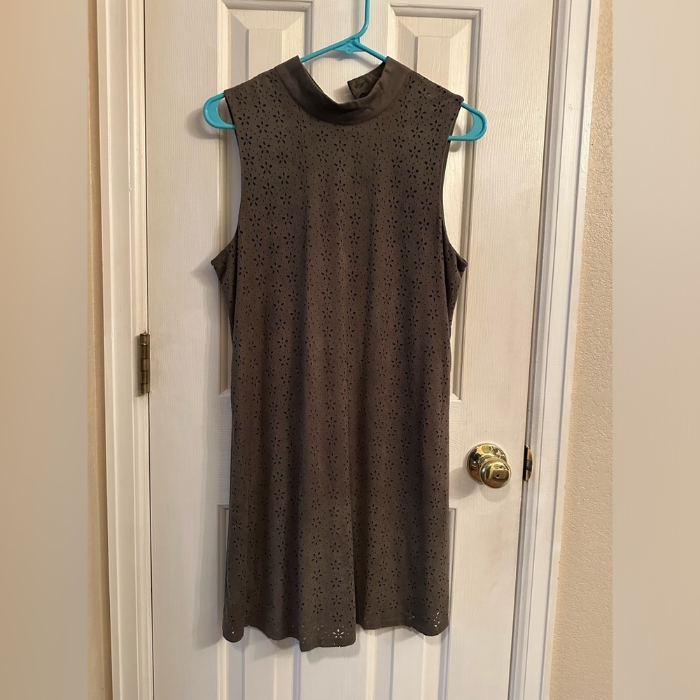 Dark navy green die cut dress